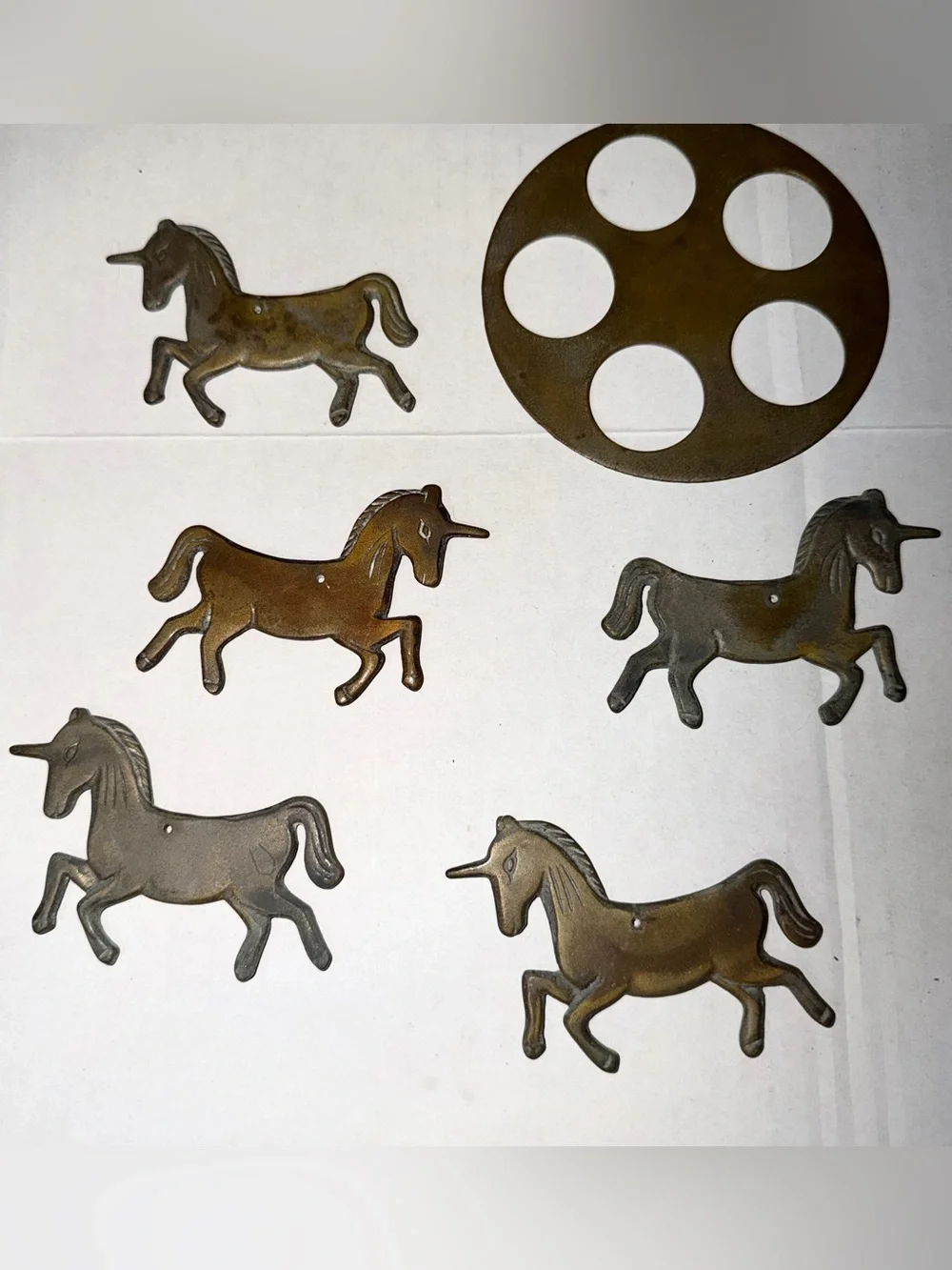Vintage Set Of Brass Unicorns Wind Chimes. Loose Chimes.